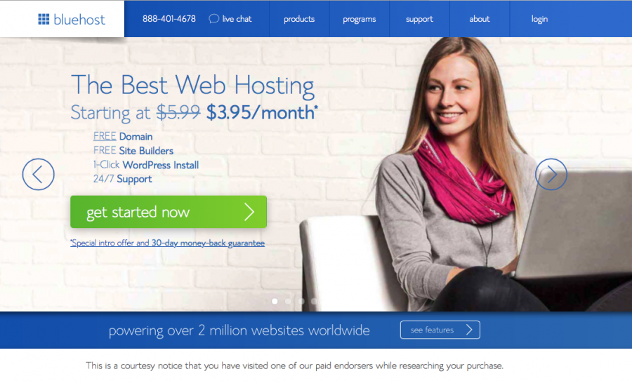 Sign up Bluehost